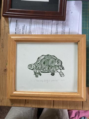 Turtle linocut print