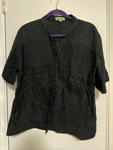 Black textured linen shirt