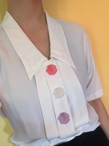 White Blouse with Flower Placket