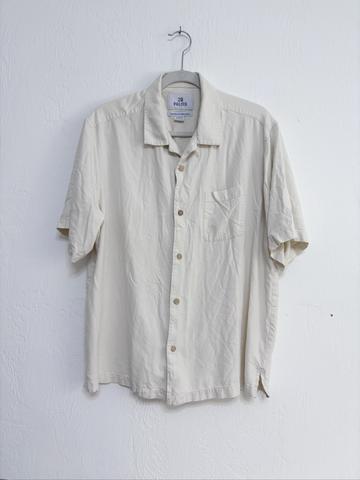 Cream Silk Button Down Mens XL