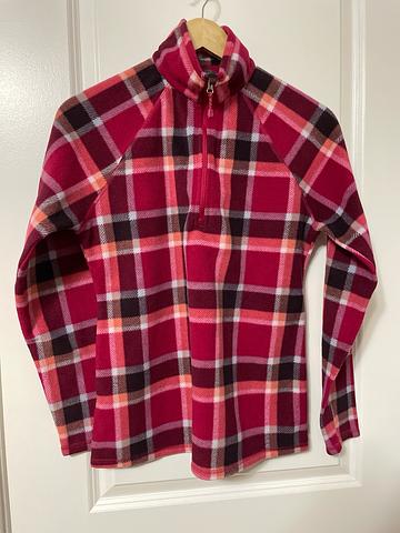 Plaid fleece zippered pullover