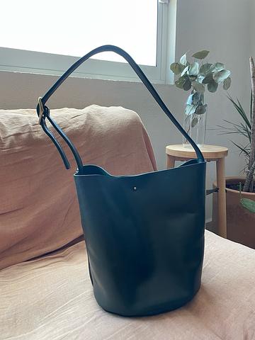 Handmade, Raquel bucket bag, forest green, leather