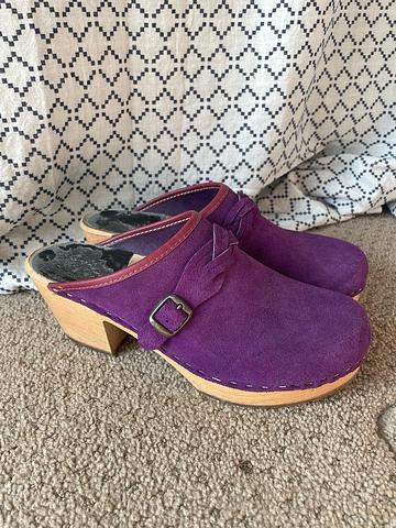 Purple Suede Clogs