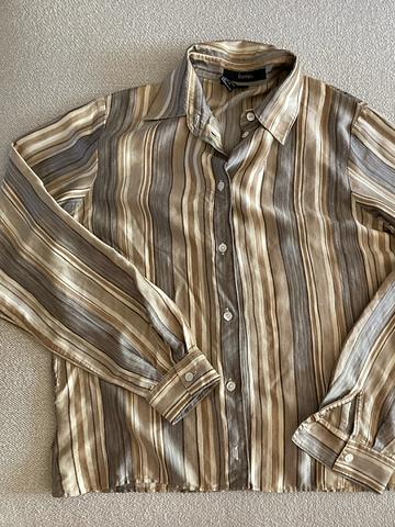 100% Striped Silk Button Down