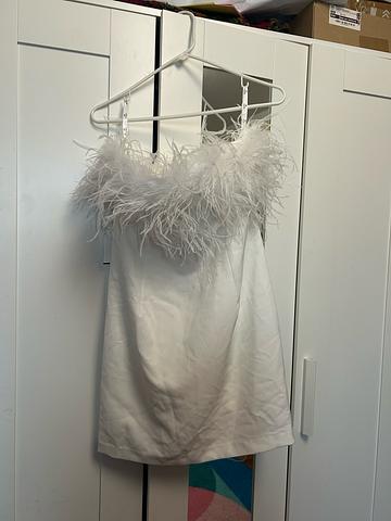 White Feather Mini Dress