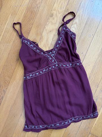 Y2K Boho Babydoll Empire Waist Shirt Top Blouse Embroidered