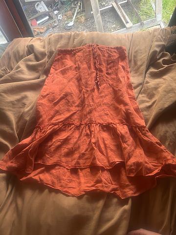 ruffle linen skirt