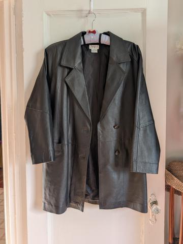 Leather duster jacket