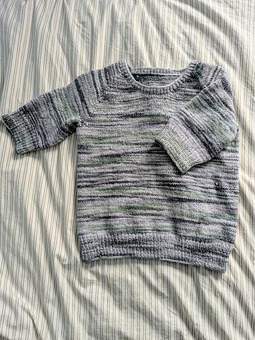 Handknit green and grey wool blend sweater