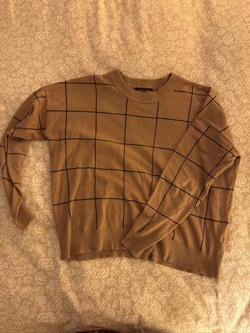 Tan and black grid sweater