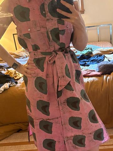 Pink and green sleeveless dress
