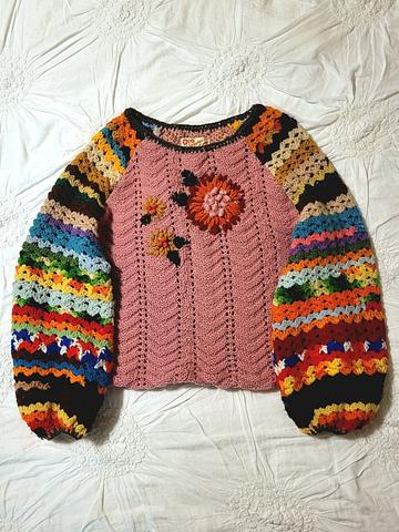 Honeybea crochet afghan sweater OS