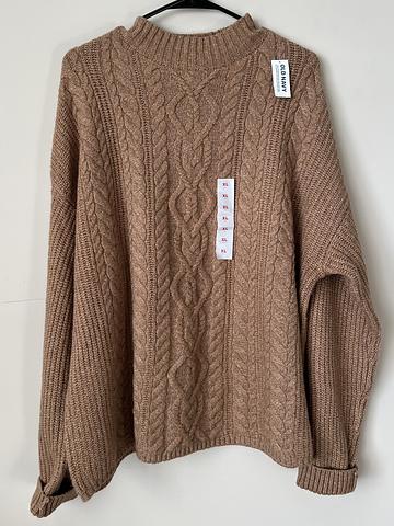 Cotton-blend cable knit sweater