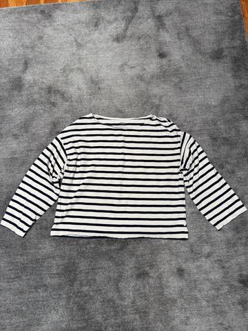 Striped boat neck long sleeve top