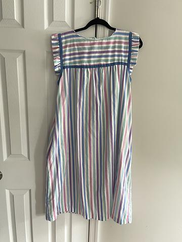 pastel striped flutter sleeve dress