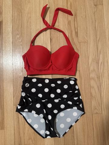 Retro Polka Dot High Waisted Swimsuit