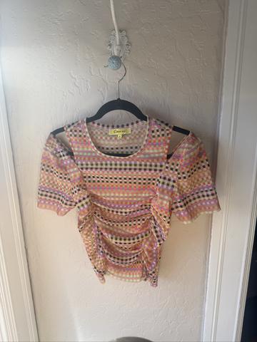 Colorful checks mesh top