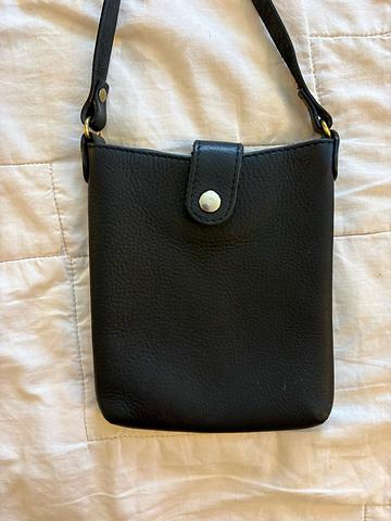Small black leather crossbody bag