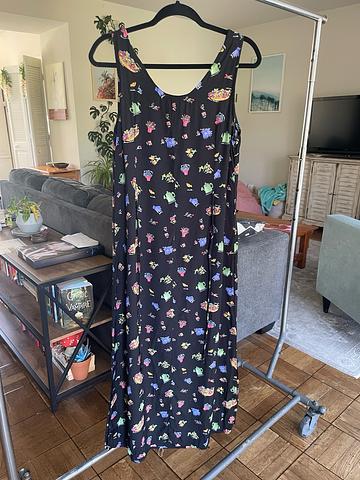 90s garden print shift maxi dress