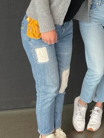 Girlfriend jeans with shashiko
