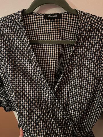 Cotton Gingham Cropped Wrap Top