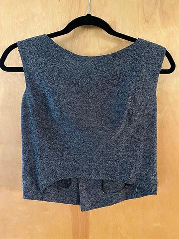 Charcoal-Blue Button-back Crop