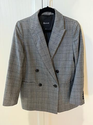 Double-breasted plaid blazer