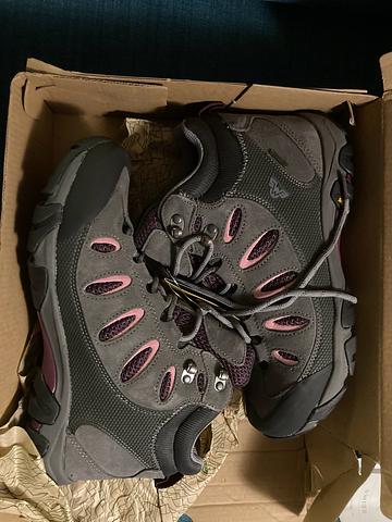 Gray and purple hiking boots- new, 9.5 to 10