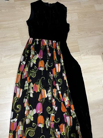 1970’s black and psychedelic floral maxi dress