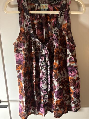Floral silk swing blouse