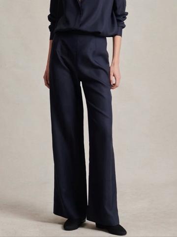 P.Johnson Navy Silk Sofia Trouser Regular Fit Wide-leg (size 1, fits like US4)