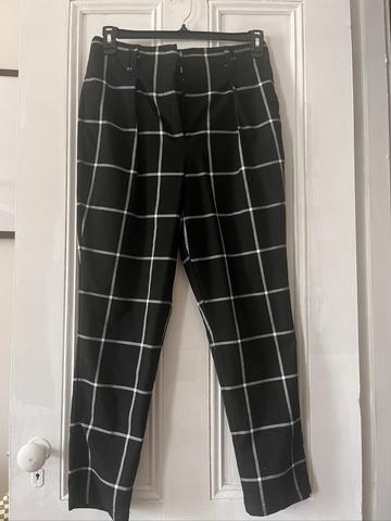 Grid pattern high waisted pants