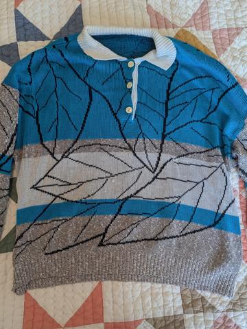 Knit Patterned Teal Vintage Sweater