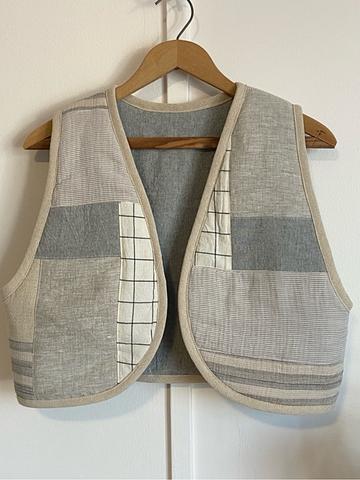 Handmade cotton linen reversible vest