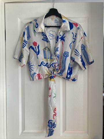 Greek Print Tie Shirt
