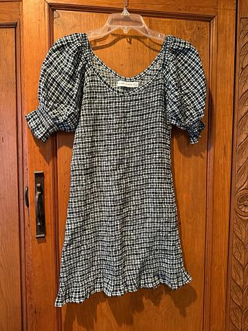 Gingham Puff Sleeve Mini Dress