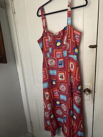 Sardine can print linen viscose dress