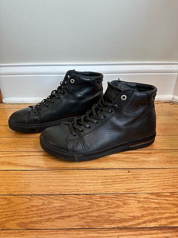 Leather high top sneaker