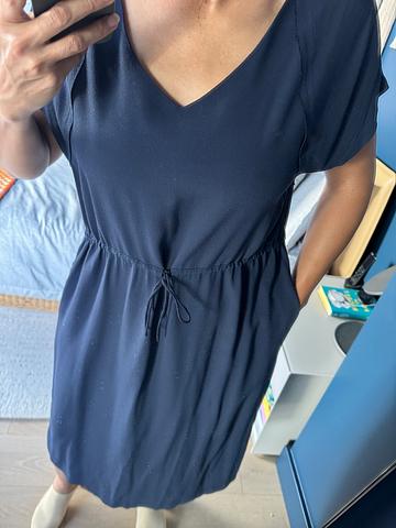 Rayon navy tie-waist dress