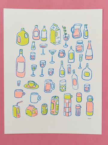 drinks risograph print
