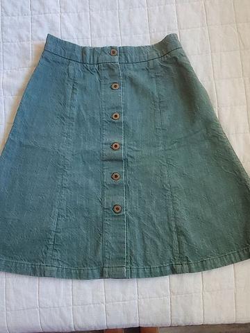 Cone mills denim skirt with copper buttons