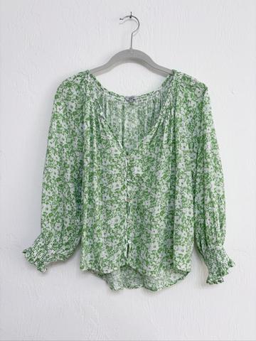 Linen Viscose Micro Floral Blouse Large