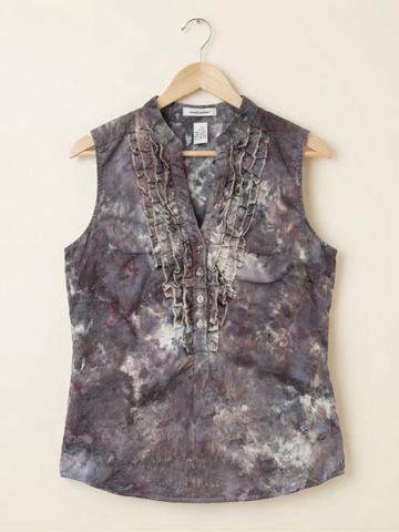 Ice Dye Richard Malcolm Linen Sleeveless Ruffled Top