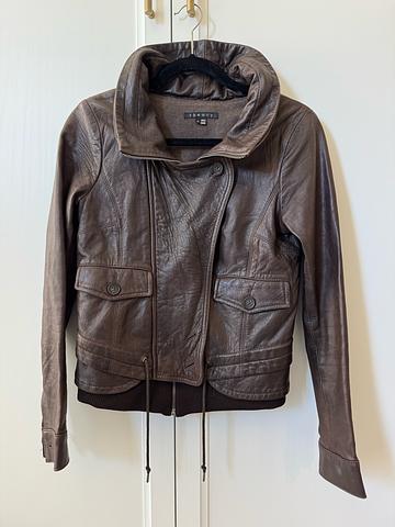 Theory Borie brown leather jacket