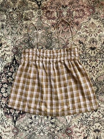 Elastic Tank Olive Plaid