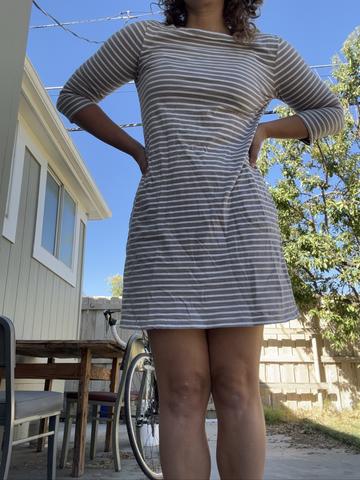 Cotton gray striped dress