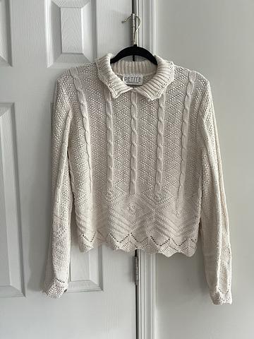 knit collar cotton sweater