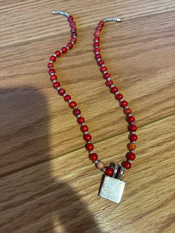 Coral and silver necklace