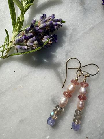 Gemstone & pearl earrings