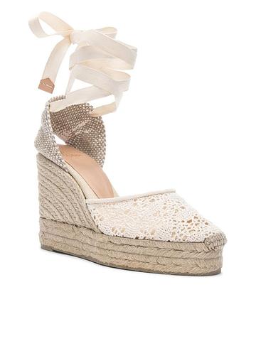 White Lace Wedge Espadrilles